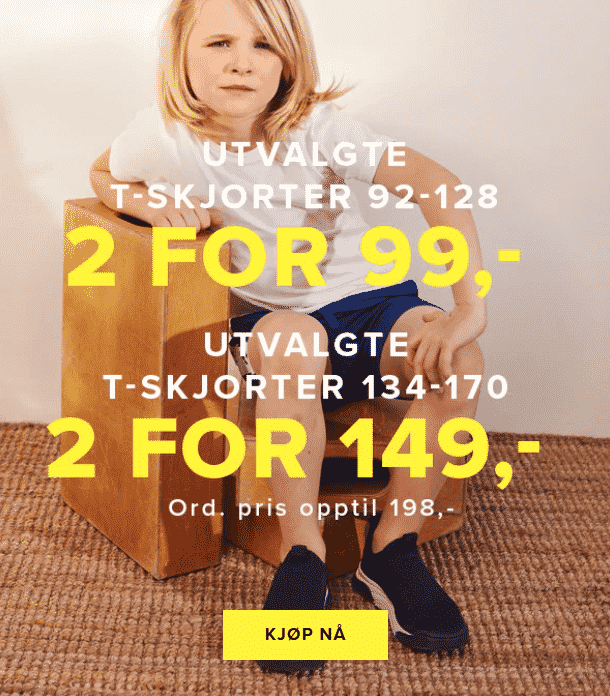 Tilbud på utvalgte T-skjorter fra Cubus - 2 for 99 kr.