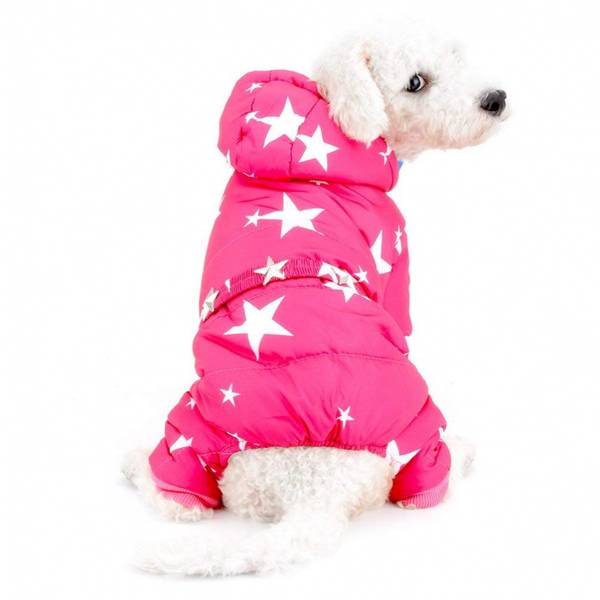 Rosa vinterdress med stjerner til hund