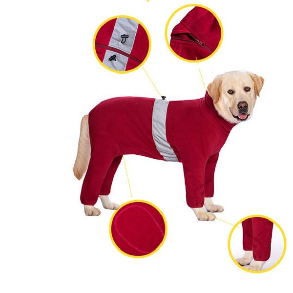 Rød fleece heldress til hund - Varmende fleecedress