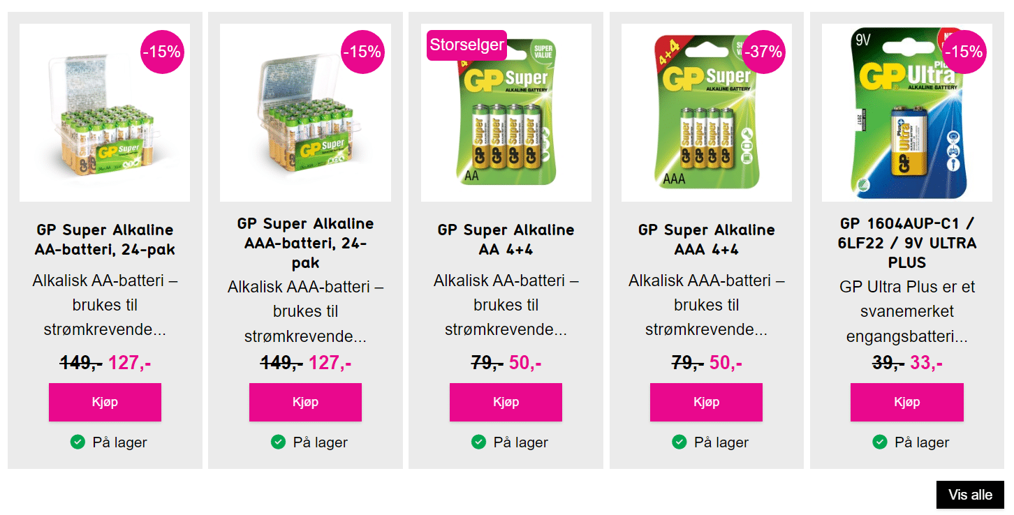 15% rabatt på batterier, ladere og røykvarslere fra Inkclub