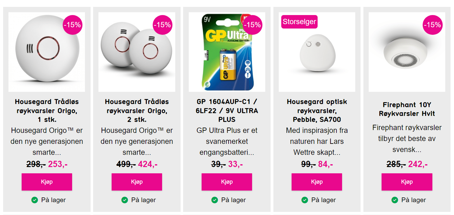 Røykvarslere med 15% rabatt