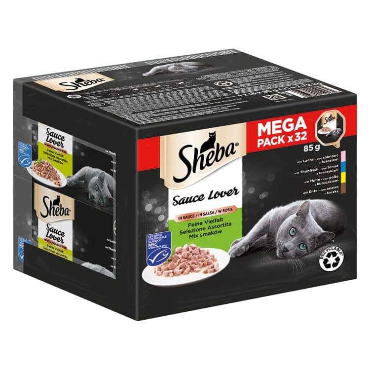 22 / 32 x 85 g Sheba kattemat til spesialpris! - Variasjon skåler: Sauce Lover (32 x 85 g)