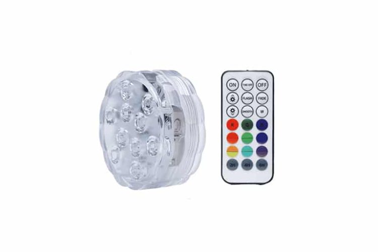 Undervanns LED-lys (RGB) med fjernkontroll (10 stk) - Mest populær.