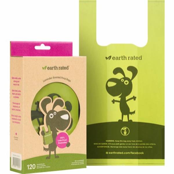 120 hundeposer m/håndtak og lavendelduft Earth Rated