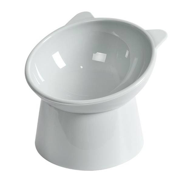 Grå opphøyd designskål til katt