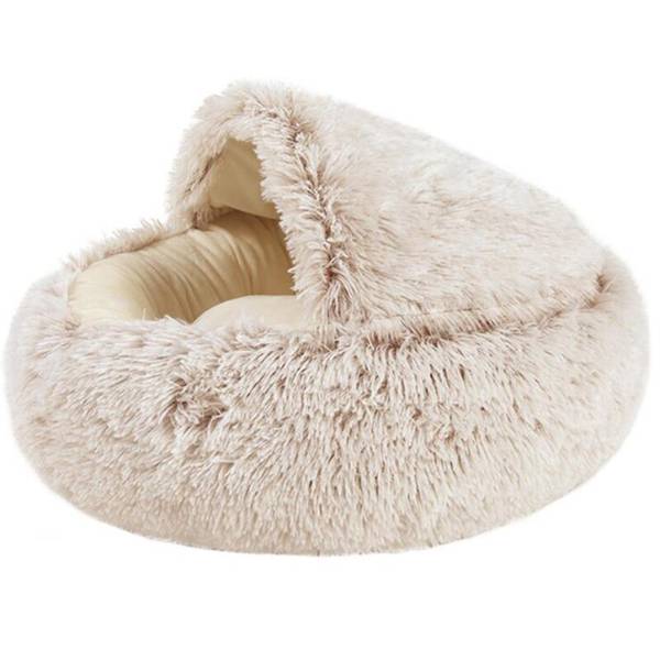 Beige fluffy og fin kattehule - hundeseng