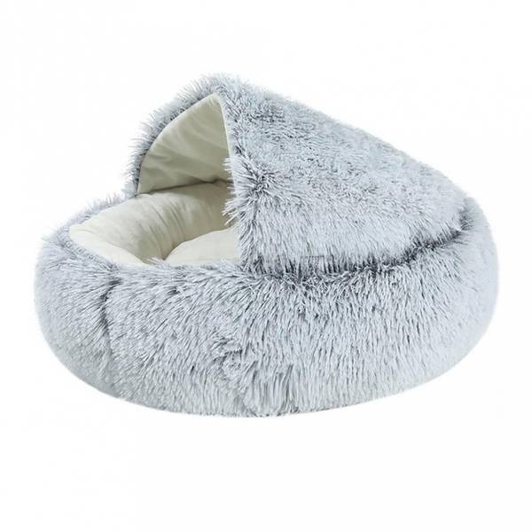 Grå fluffy og fin kattehule - hundeseng