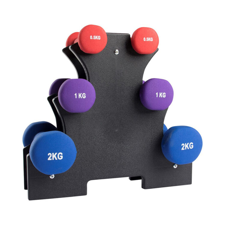 Neoprene Dumbbell Set + Holder