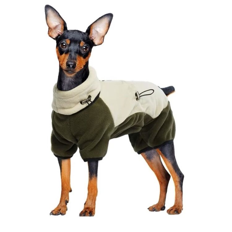 Grønn og beige polarfleece hundedress (XL)