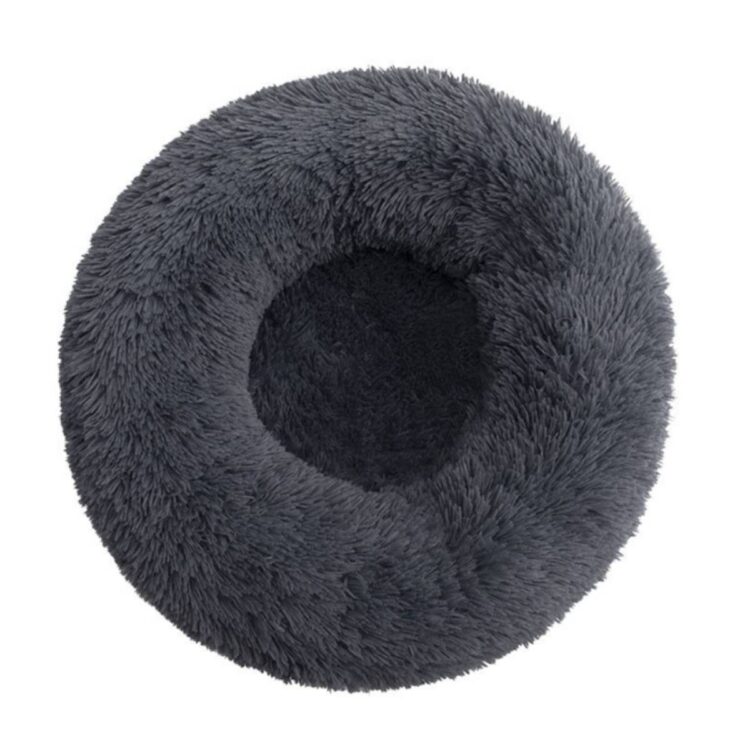Supermyk Donut Hundeseng/Katteseng – Mørk Grå Fluffy Luksus for Pelsvenner (100 cm)