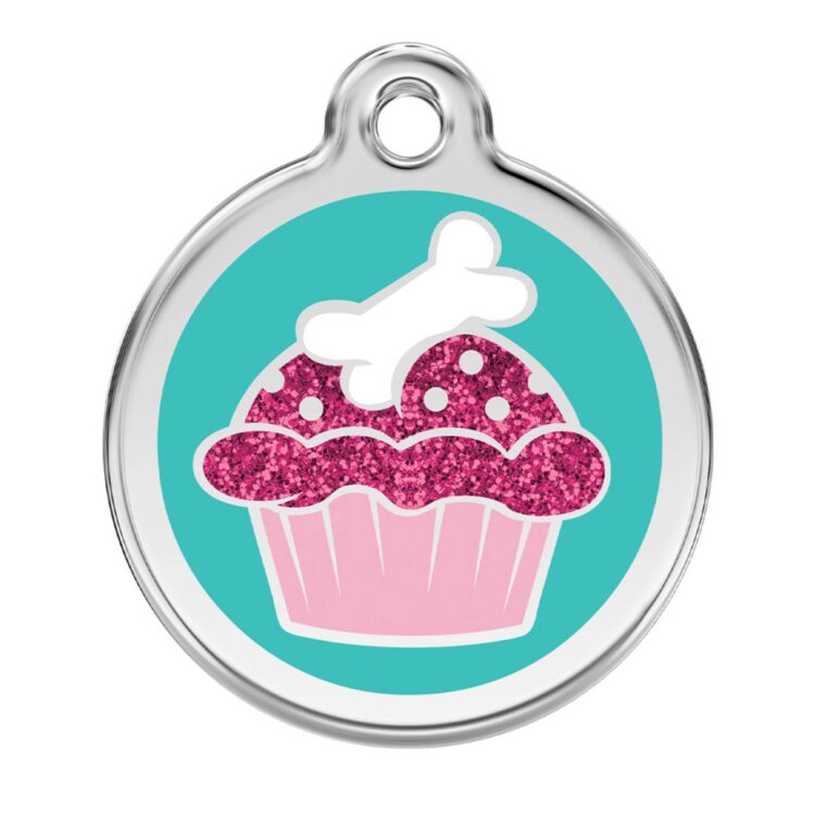 ID-brikke med Glitter - Cupcake (Medium)