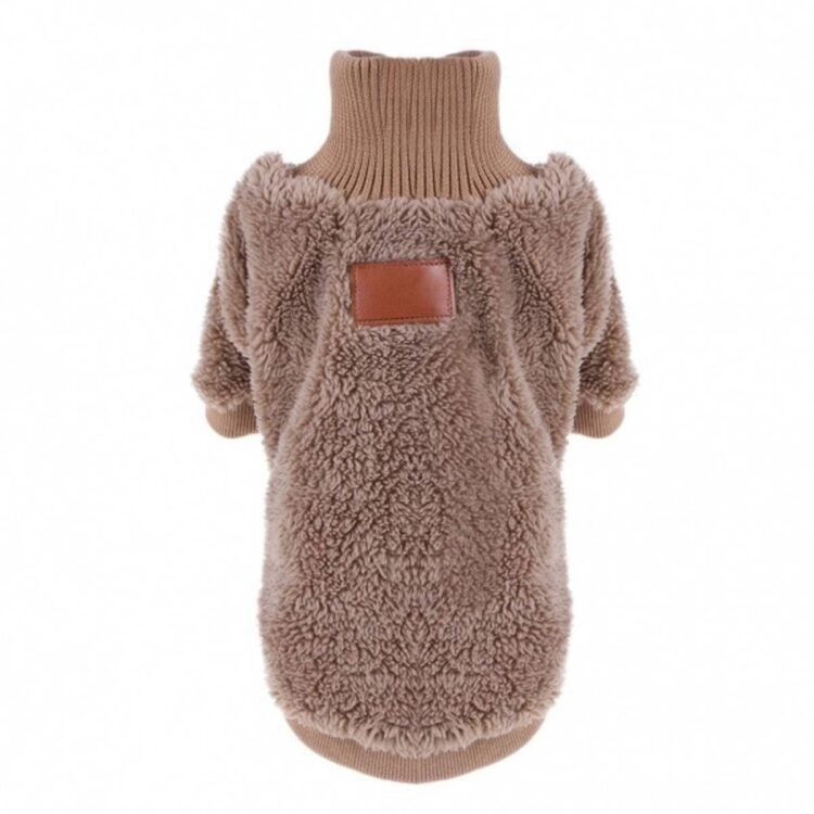 Myk korallfleece hundegenser - tan (XL)