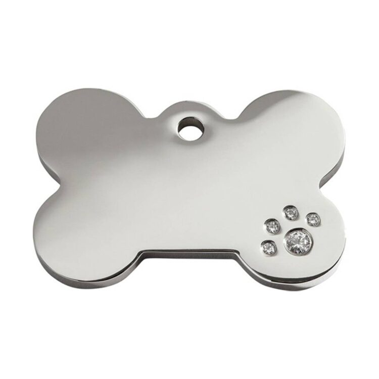 ID-brikke med diamant - hundebein (M -)