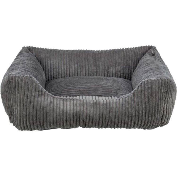 Mørk grå ortopedisk cord hundeseng (100 cm)