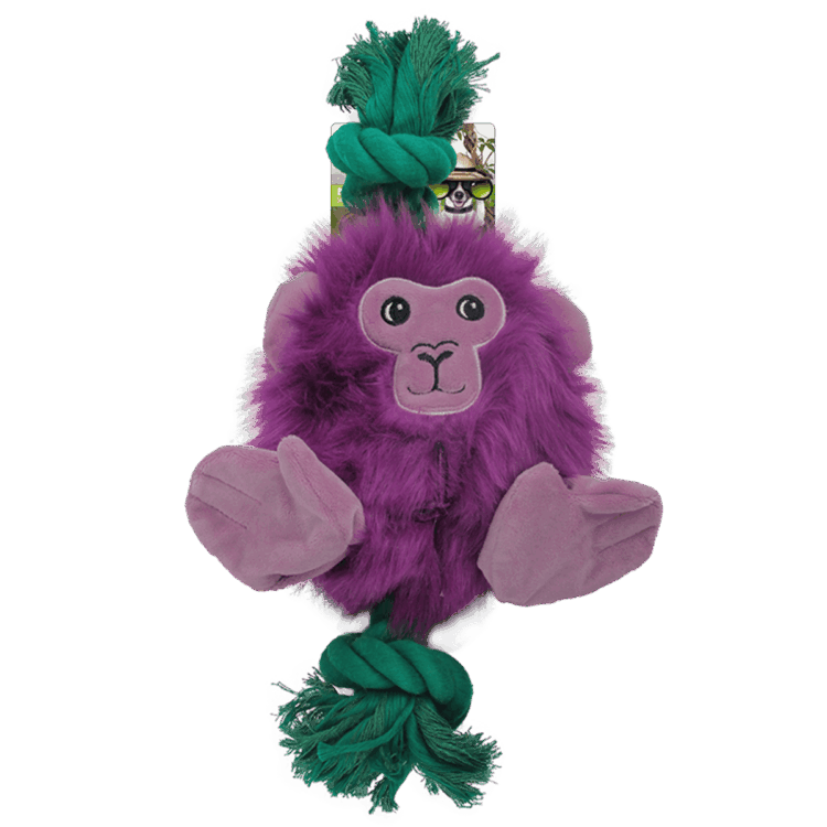 Safari - Big Foot Monkey hundeleke med tau og plysj
