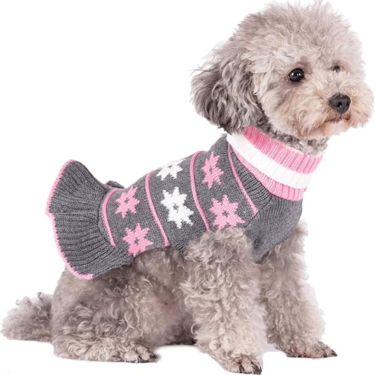 Strikket hundegenser med skjørt (XL)