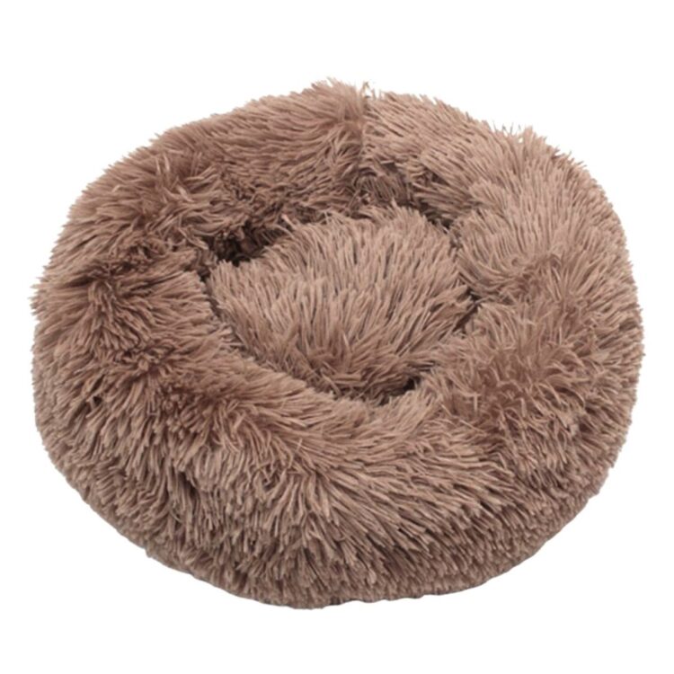 Brun khaki donut hundeseng - Fluffy rund hunde - og katteseng
