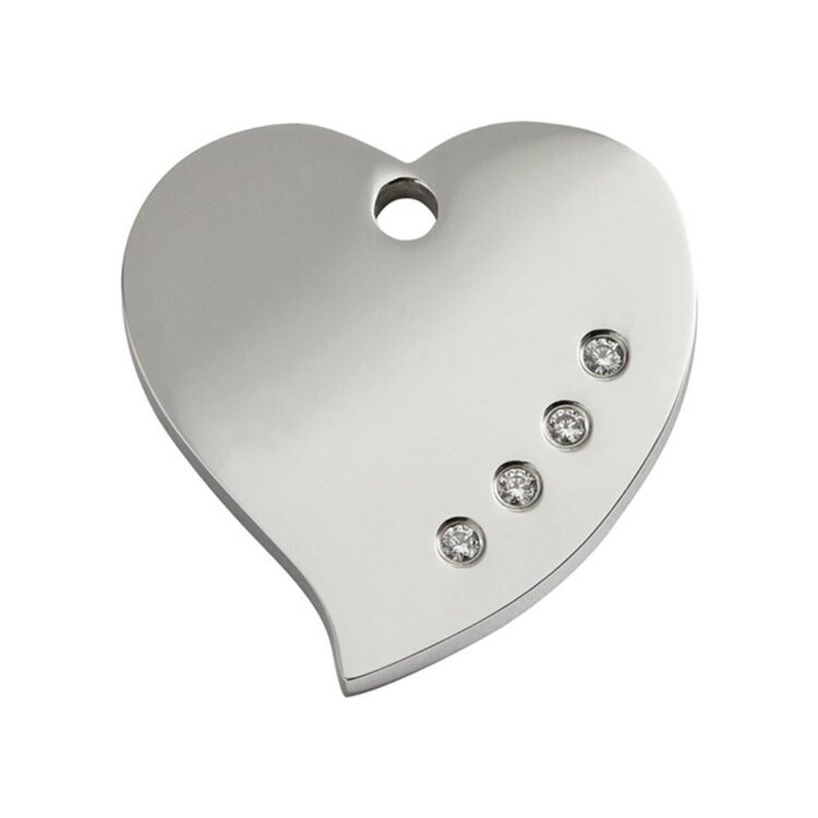 ID-brikke med diamant - Hjerte (M -)