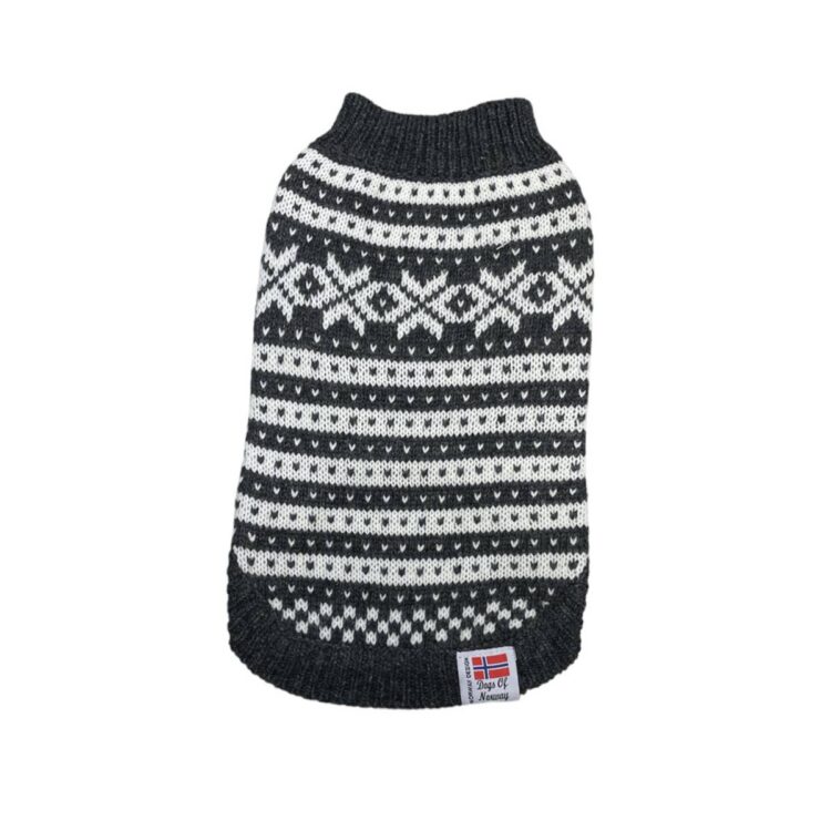 Mørk grå fanakofte for hund 70% ull (XL)
