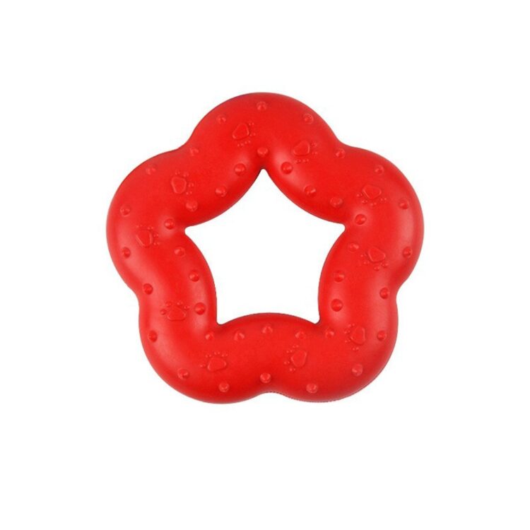 Rød gummi hundeleke - Stjerne 14 cm