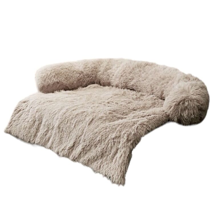 Beige fluffy hundeseng til sofa