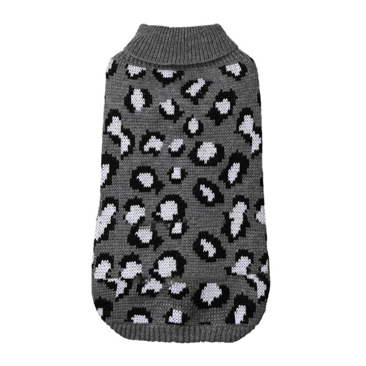Leopardmønstret strikket hundegenser (XL)