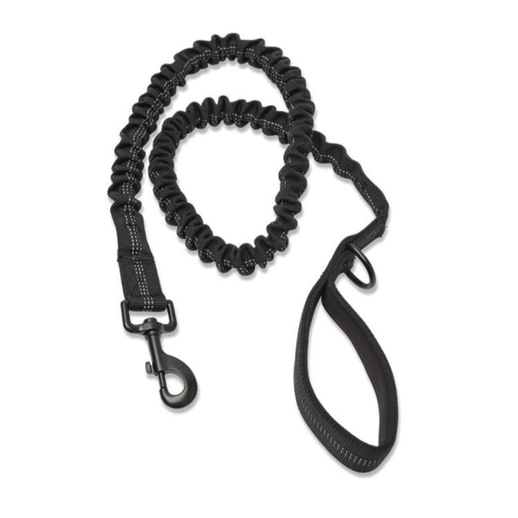 Sort lenke med stretch - hundebånd 120cm