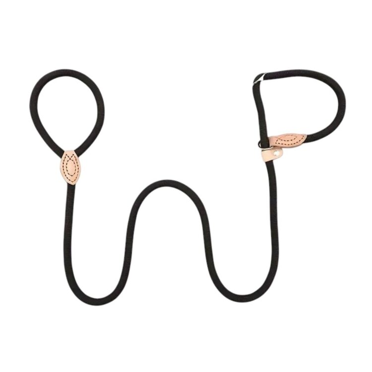 Sort slip-lead hundelenke med halsbånd - 2 str (L)