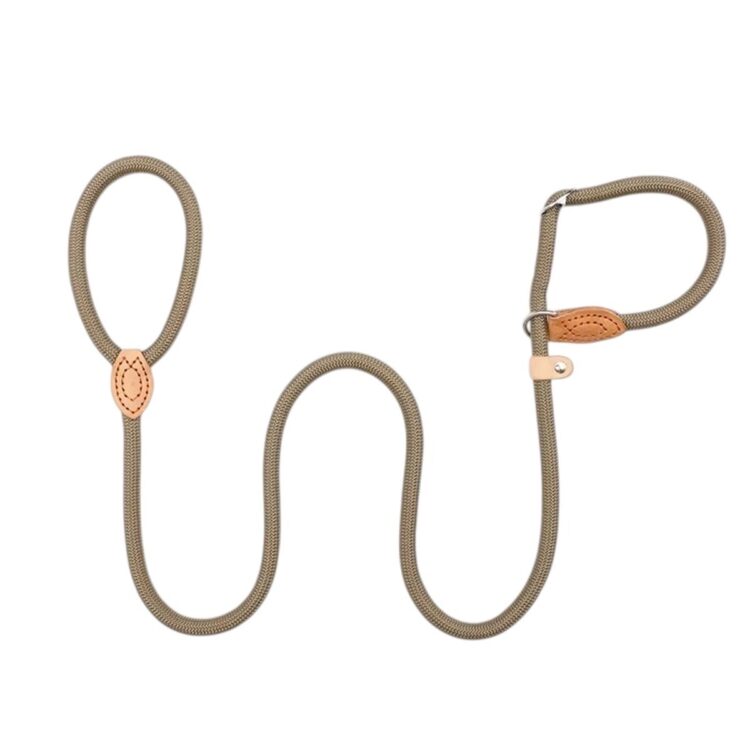 Beige slip-lead hundelenke med halsbånd - 2 str (L)
