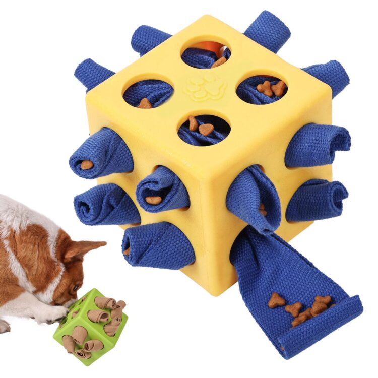 Gul & Blå snuse og tyggekube til hund