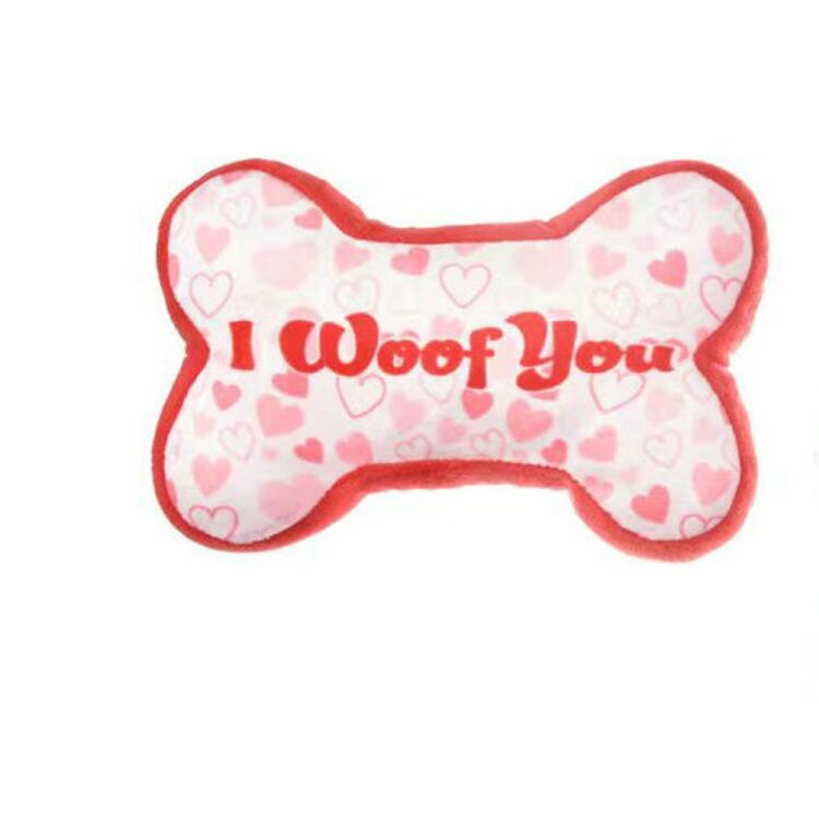 Rosa hundebein "I Woof  you" hundeleke