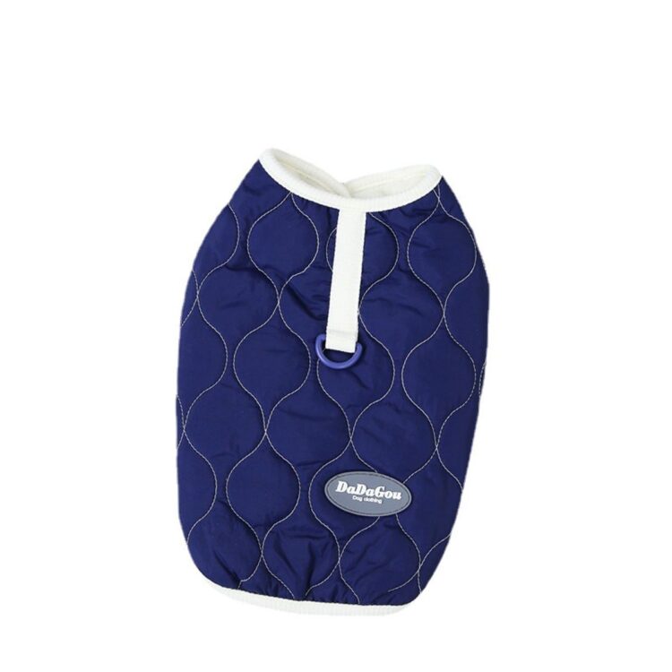 Hundevest - quiltet navy fleecejakke (XXL)