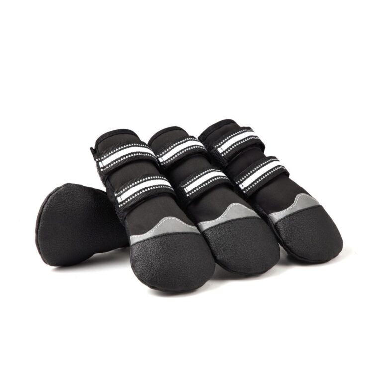 Sorte hundesko med gummiert såle og refleksstropper (XL)