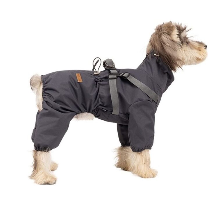 Grå fire-bens overall til hund