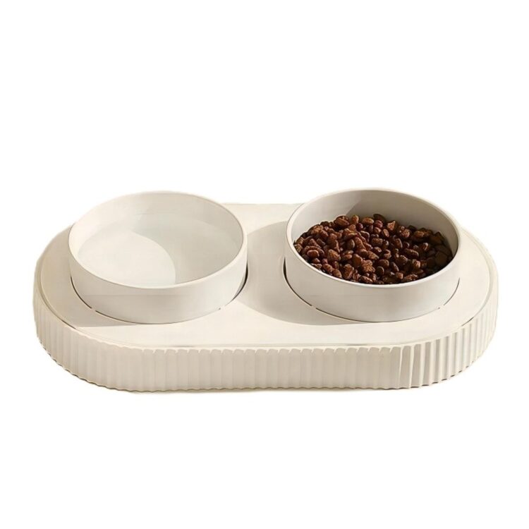 Design keramikkskåler med rillet stativ til hund og katt